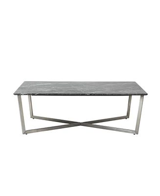 Faux Marble Rectangular Coffee Table for Modern Living Room Decor