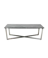 Faux Marble Rectangular Coffee Table for Modern Living Room Decor