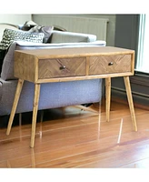 Wood End Table with Two Drawers – Perfect for Living Room or Bedroom