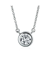 Bling Jewelry 1CT Solitaire Round Cubic Zirconia Cz Bezel Set Pendant Necklace Earrings .925 Sterling Silver