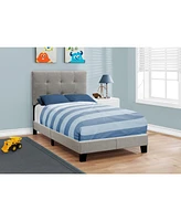 Stylish Tufted Linen Bed Frame with Nailhead Trim for Bedroom Decor
