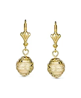 Bling Jewelry Elegant Stunning Spheres Light Weight Dangle Lever back Round 10MM Ball Drop Earrings Yellow 18K Gold Plated Brass