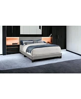 Upholstered Bed Frame with Nailhead Trim and Padded Headboard