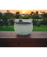 Tone-On-Tone Ceramic Round Planter – Stylish Pot for Indoor & Outdoor Plants