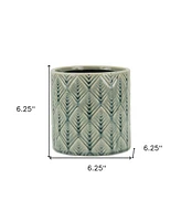 Ceramic Round Planter with Geometric Pattern – Versatile Pot for Home & Garden