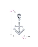 Bling Jewelry Nautical Boat Anchor Vacation Travel Dangle Charm Bead .925 Sterling Silver