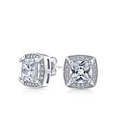 Bling Jewelry Fashion Statement Square Cushion Cut Cubic Zirconia Cz Stud Earrings Rose Gold Plated