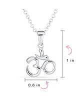 Bling Jewelry Yoga Aum Om Symbol Pendant Necklace in Sterling Silver 18 Inch Chain