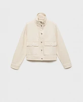 Mango Women's High Neck Pockets Cotton Jacket