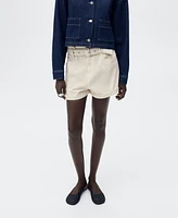 Mango Women's Rolled Hem Paper Bag Shorts