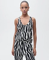 Mango Women's Zebra Print Straight Trousers