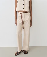 Mango Women's Cotton Straight Mid-Rise Pants