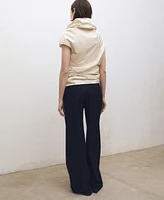 Mango Women's Wide Leg Wool-Blend Pleated Pants