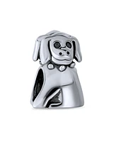 Bling Jewelry Puppy Pet Animal Lover Sitting Dog Charm Bead Oxidized .925 Sterling Silver Fits European Bracelet