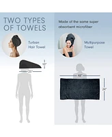 Liba 2-Pack Microfiber Hair Towel Wrap Rectangle Twist for Women 24 x 48 Inches