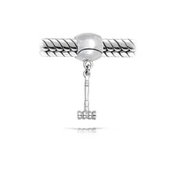 Bling Jewelry Croquet Lacrosse Polo Cricket Mallet Sports Gavel Dangle Charm Bead .925 Sterling Silver