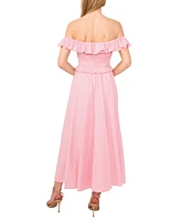CeCe Women's Off-the-Shoulder Gingham Maxi Dress