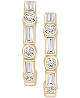 Lab Grown White Sapphire Small Hoop Earrings (5/8 ct. t.w.) in 14k Gold-Plated Sterling Silver, 0.62"