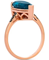 Le Vian Chocolatier Deep Sea Blue Topaz (3-1/2 ct. t.w.) & Chocolate Diamond (1/20 ct. t.w.) Ring in 14k Rose Gold