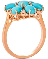 Le Vian Robins Egg Blue Turquoise & Nude Diamond (1/5 ct. t.w.) Flower Ring in 14k Rose Gold