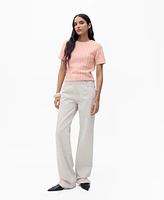 Mango Women's Tweed Short Sleeve Sweater