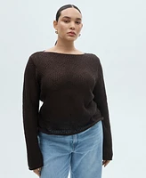 Mango Women's Cotton Openwork Knit Sweater