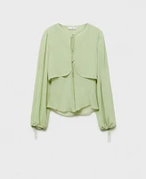 Mango Women's Bow Details Combined Blouse