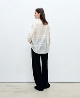 Mango Women's Floral Embroidery Lyocell Shirt