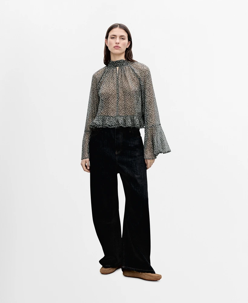 Mango Women's Ruffled Floral-Print Blouse