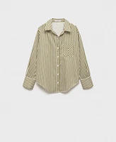 Mango Women's Contrasting Pocket Striped Shirt