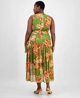 Anne Klein Plus Floral Chiffon High-Low Dress