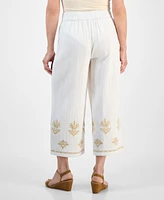Style & Co Petite Cotton Embroidered Pull-On Pants, Exclusively at Macy's