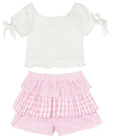 Rare Editions Baby Girls 2-Piece Puff Sleeves and Seersucker Short Set