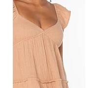 Roxy Juniors' Palmy Days Cotton Smocked-Back Tiered Midi Dress
