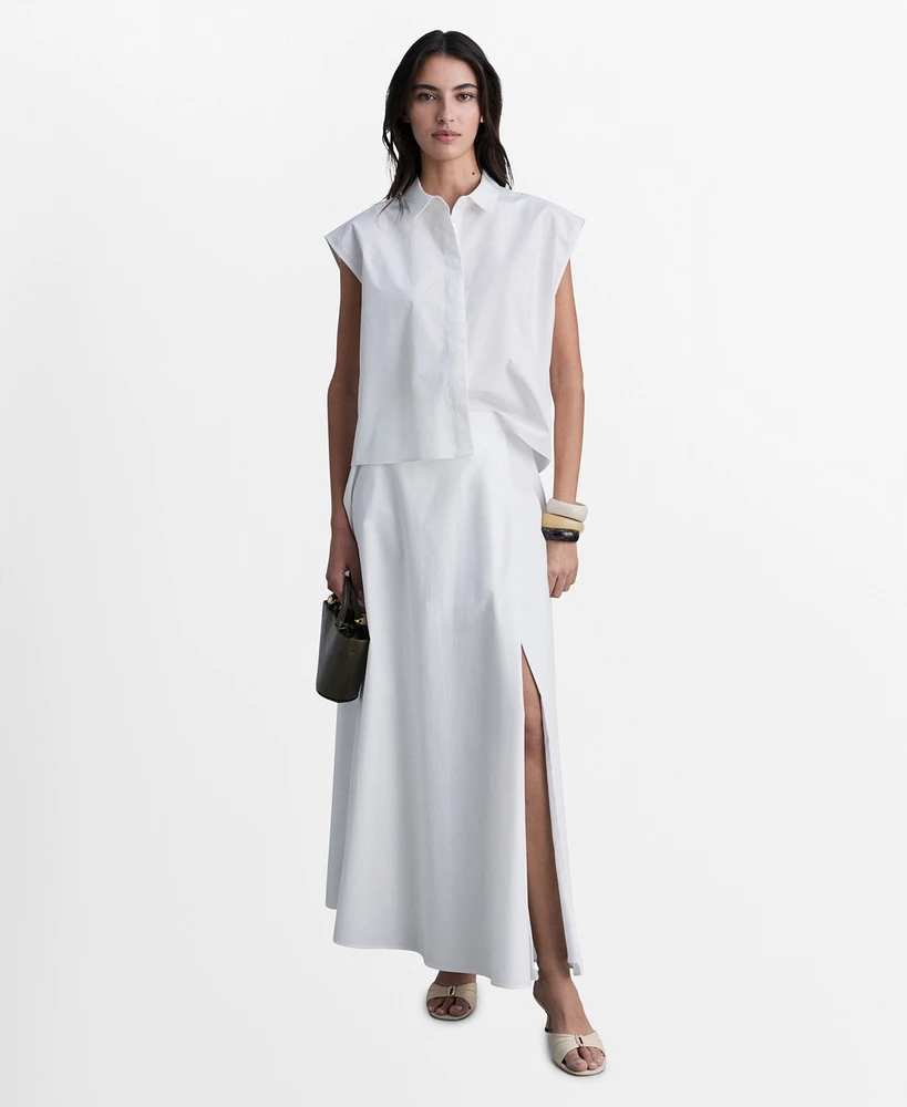 Mango Women's Long Flared Slit Skirt