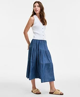 Nautica Jeans Women's Three-Tiered Chambray Midi Skirt