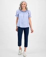 Style & Co Petite End on Contrast-Stitch Top, Exclusively at Macy's