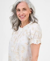 Style & Co Petite End on Contrast-Stitch Top, Exclusively at Macy's