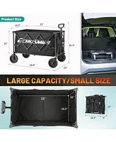 EchoSmile Heavy Duty 350 Lbs Capacity Collapsible Wagon, Outdoor Folding Camping Wagons, Grocery Portable Utility Cart, Adjustable Rolling Carts, All