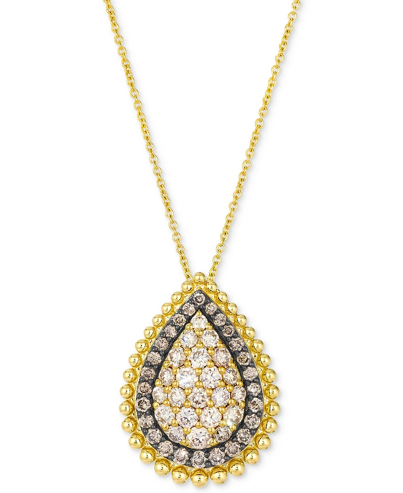 Le Vian Nude Diamond (1 ct. t.w.) & Chocolate Diamond (3/8 ct. t.w.) Pendant Necklace in 14k Yellow Gold, 20"