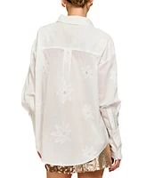 Line & Dot Women's Emberly Embroidered Cotton Button-Front Shirt