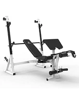 Marcy Olympic Weight Bench, Home Gym Exercise Equipment Workout Machine, White