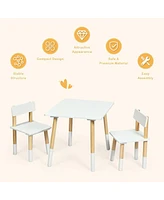 Kids Wooden Table and 2 Chairs Set