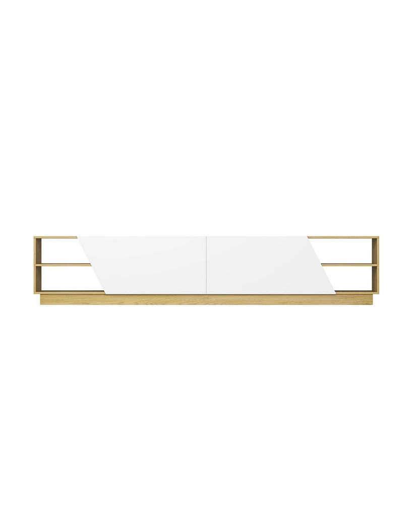 2-door Tv stand, white wood entertainment center, art design media console
