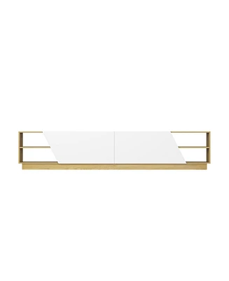 2-door Tv stand, white wood entertainment center, art design media console