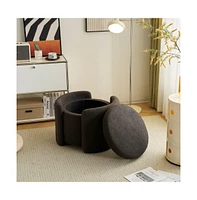 Boucle Storage Ottoman – Soft Lamb Fleece Footrest with Hidden for Living Room or Bedroom, Durable and Stylish Design-The Pop Home