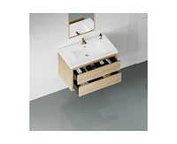 Casainc 36" Wall-Mounted Bathroom Vanity with Sink, Floating Storage Cabinet Stone Resin Countertop and Soft Close Drawers
