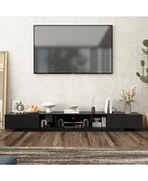 Tv stand with 2 drawers, white wood entertainment center, multi-purpose media console
