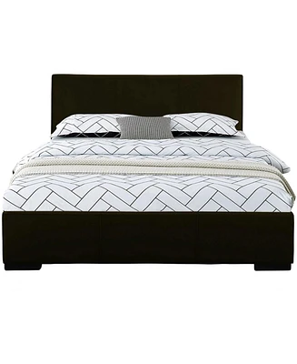 Sturdy Solid Wood Bed Frame with Faux Leather Upholstery