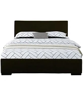 Sturdy Solid Wood Bed Frame with Faux Leather Upholstery